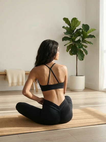 Soft Touch Triangle Back Strap Built-in Bra Top (Removable Pads)