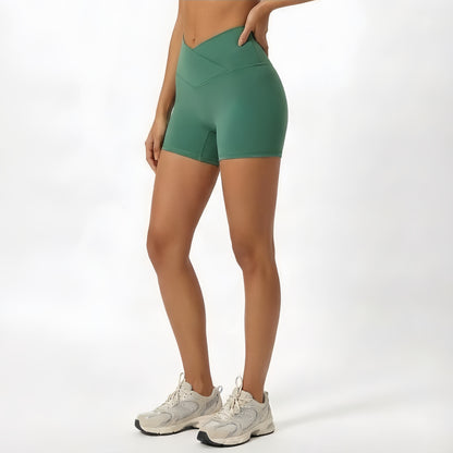 Brushed Touch Front V-Line Biker Shorts (3” Length)